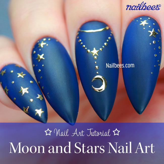 MOON AND STARS NAIL ART